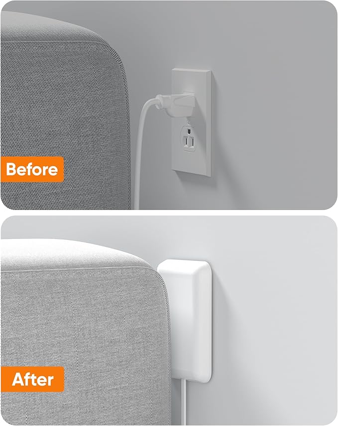 Flat Outlet Extender with Cover, Flat Plug Power Strip with 6 AC Outlets, 2000 Joules Surge Protector, 3FT Flat Extension Cord, Home Office Travel Dorm Room Essentials