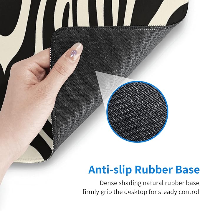 Black and White Topographic Desk Mat Large Gaming Mouse Pad Topographic Extended Mousepad Big in Laptop Computer Mouse Keyboard Mat for Office Desk Decor 31.5x12 in