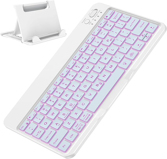 OMOTON Bluetooth Keyboard for Tablet/Android/Windows/iOS, with 7 Colors Backlight Rechargeable Wireless Mini Keyboard for Galaxy Tab A9+ / S9 FE / S10 / S11 / A11 Series etc, Blue