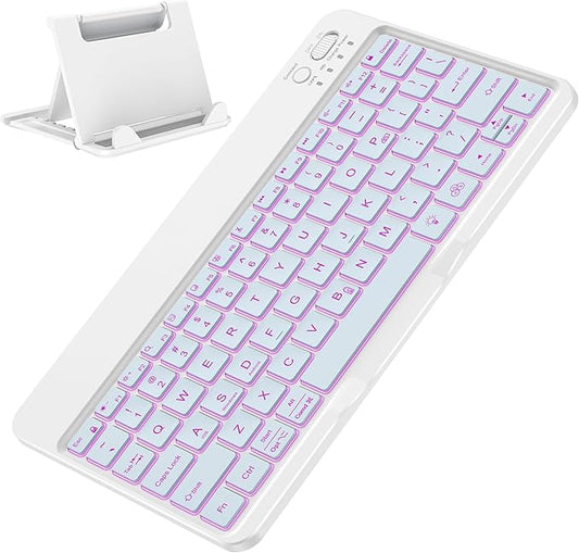 OMOTON Bluetooth Keyboard for Tablet/Android/Windows/iOS, with 7 Colors Backlight Rechargeable Wireless Mini Keyboard for Galaxy Tab A9+ / S9 FE / S10 / S11 / A11 Series etc, Blue