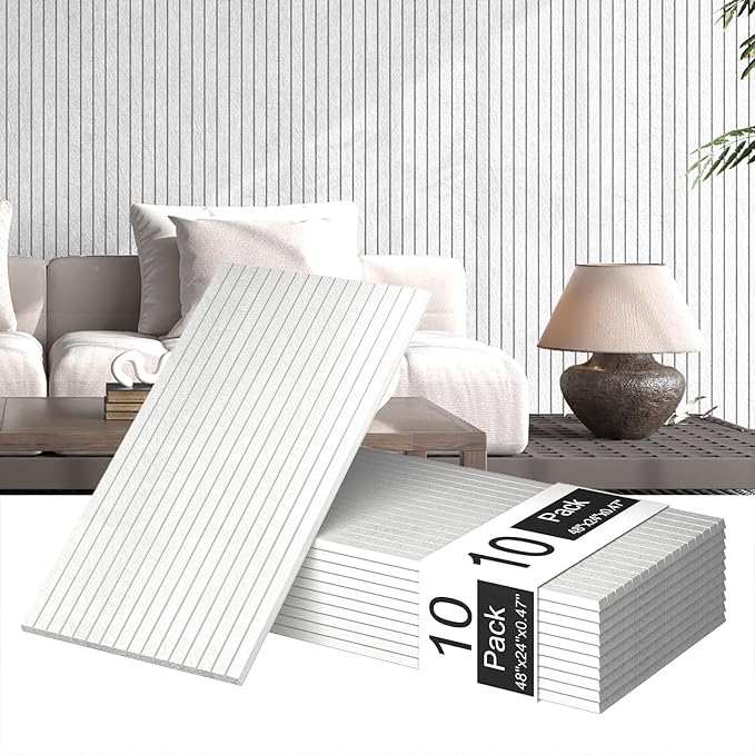 10 Pack Acoustic Panels,48"*24"*0.47"Self-Adhesive Soundproof Wall Panels,High Density Sound Proof Panels for Walls, Office, Reccording Studio, Home,Ceiling-White