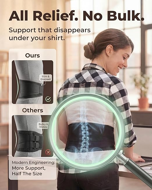 Sparthos Back Brace for Lower Back Pain - SIZE X-LARGE: Fits 52"-59" Waist (Measure at Navel - See Sizing Chart) – Relief from Sciatica, Herniated Disc - Support Belt with Lumbar Pad - Men & Women