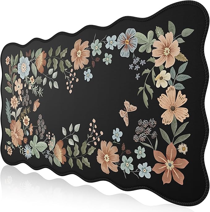 iCasso Desk Matt for Desktop, Black Desk Mat, Cute Desk Pad Mat, XXL Large Mouse Pad for Desk, Anti-Slip Big Mousepad with Stitched Edges, Keyboard Pad Mouse Mat for Computer(Black)