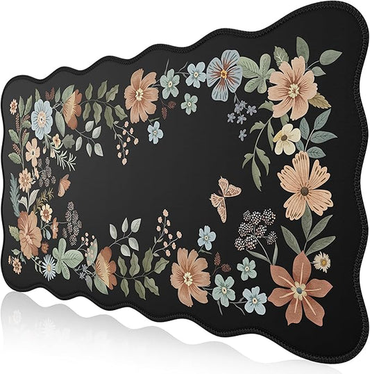 iCasso Desk Matt for Desktop, Black Desk Mat, Cute Desk Pad Mat, XXL Large Mouse Pad for Desk, Anti-Slip Big Mousepad with Stitched Edges, Keyboard Pad Mouse Mat for Computer(Black)