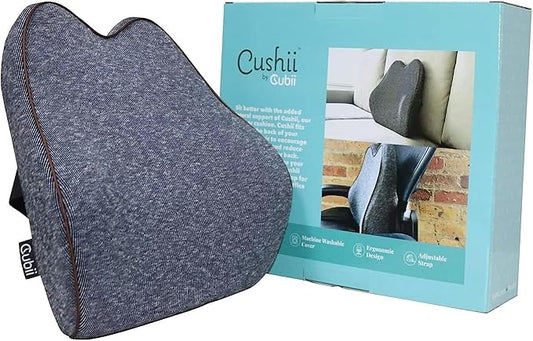 Cubii Cushii Back Support Cushion for Back and Lower Back Relief Universal Fit for Desk, Office, Kitchen Chairs, Couch Cushions with Advanced Lumbar Support