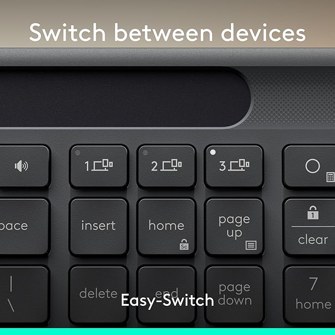 Logitech Signature Slim Solar+ Wireless Bluetooth Keyboard K980 for Business, Quiet Typing, Secure Receiver, Windows, Mac - Graphite