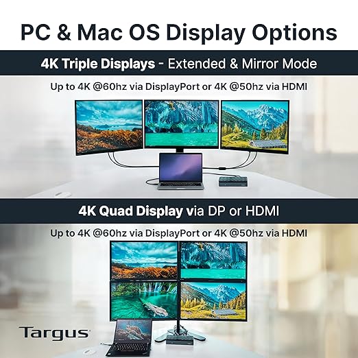 Targus USB-C Universal Quad 4K (QV4K) Docking Station with 100W Power Delivery, Black (DOCK570USZ)