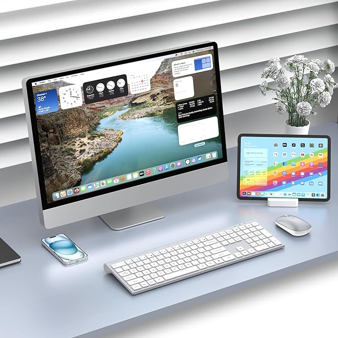 Wireless Keyboard and Mouse Combo, Full Size Keyboard and Mouse, Long Battery Life, Optical Mouse, 2.4G Lag-Free Cordless Mice Keyboard Set Ultra Slim Design for Computer, Laptop, PC, Windows (Silver)