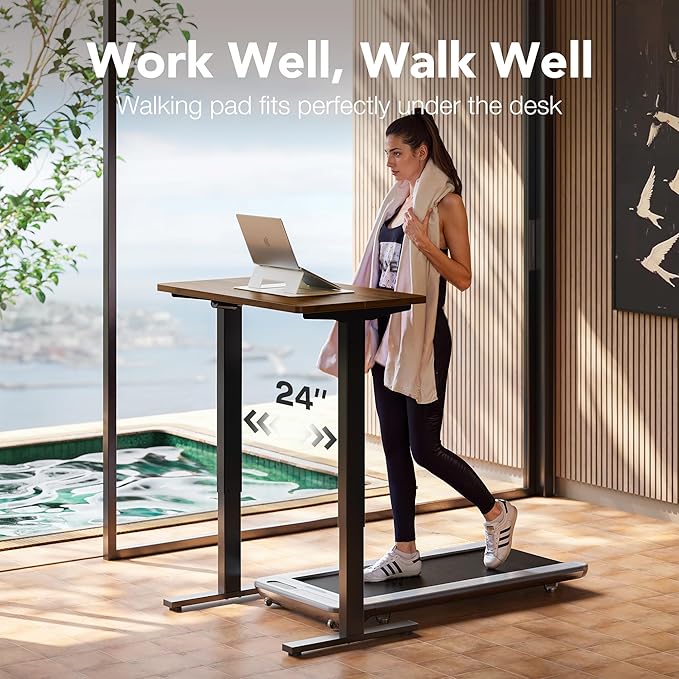 HUANUO Electric Standing Desk,48" x 24" Height Adjustable Desk, 4 Memory Height Settings, Sit to Stand Up Desk for Home Office, with Headphone Hook, Cable Manager, Walnut