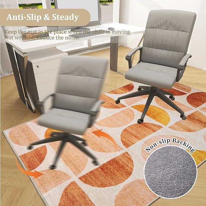 Office Chair Mat for Hardwood Floor, 48"x36" Easy Glide Computer Desk Mat Protector for Rolling Chair Under Desk Rug Nonslip Backing, Machine Wash (Modern)