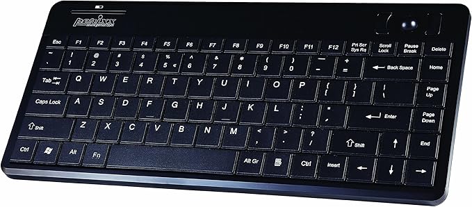 Perixx Periboard-706 Wireless Trackball Mini Keyboard, Build-in 0.55 Inch Trackball for Pointing Feature, Black, US English Layout