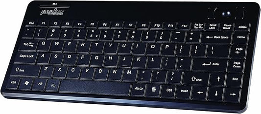 Perixx Periboard-706 Wireless Trackball Mini Keyboard, Build-in 0.55 Inch Trackball for Pointing Feature, Black, US English Layout