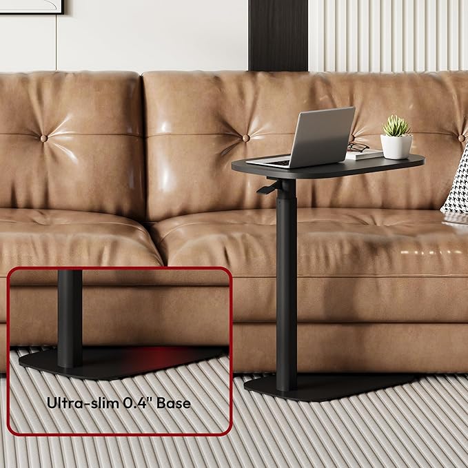 SANODESK Small Standing Desk Pneumatic Height Adjustable Small Sit Stand Desk Laptop Desk Overbed Table Computer Cart for Home Office Computer Workstations(23.6" W x 13.8" D,Black+Maple Band)