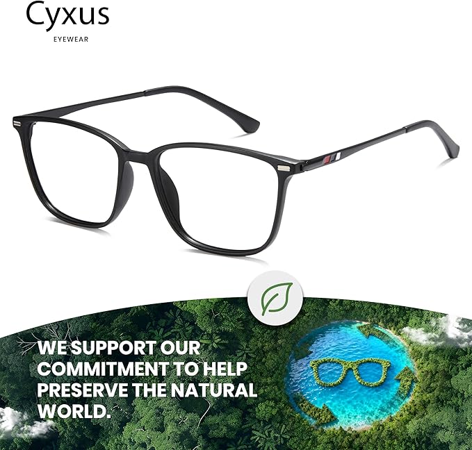 Cyxus Blue Light Blocking Glasses for Men and Women, Ultra Lightweight TR90 Metal Frame Computer Glasses for Gaming, Office, Reading, Digital Screen Protection 8208T02