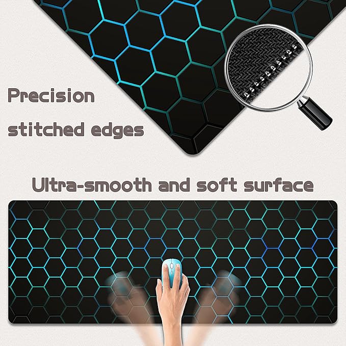 Gaming Mouse Pad - (31.5"×11.8") Honeycomb Large Mouse Pads for Desk - Desk Mat for Keyboard and Mouse with Non-Slip Base, Desks Pad Matfor Game/Office & Home