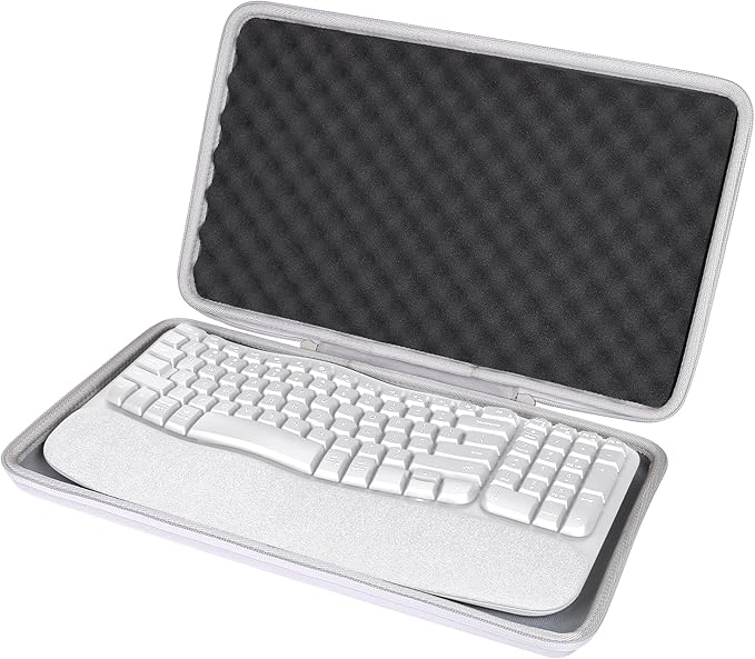 co2CREA Hard Case Compatible with Logitech Wave Keys MK670 Combo/Wave Keys Wireless Ergonomic Keyboard,Off White Case