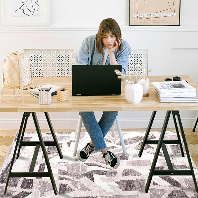 Office Chair Mat for Hardwood Floor, 72"x48" Easy Glide Computer Desk Mat Protector for Rolling Chair Under Desk Rug Nonslip Backing, Machine Wash, (Modern)