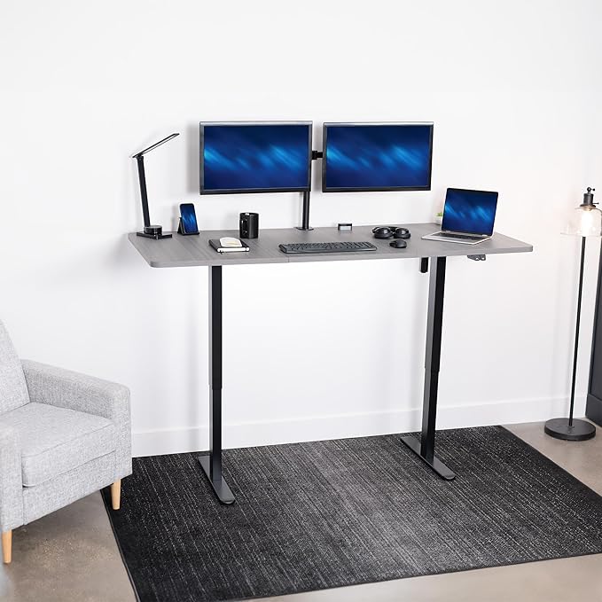 VIVO Electric 71 x 30 inch Stand Up Desk, Height Adjustable, Dark Gray Top Black Frame, Home and Office Furniture Sets, DESK-KIT-0B7G