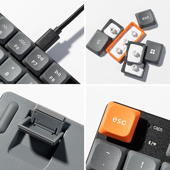 Keychron K1 Max Ultra-Slim QMK/VIA Bluetooth Wireless/USB Wired Custom Mechanical Keyboard, 2.4 GHz Hot Swappable TKL Layout RGB Backlight Ergonomic Keyboard with Low-Profile Gateron Red Switch