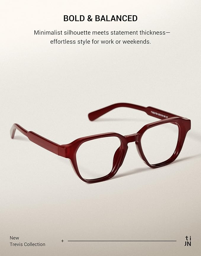 TIJN Blue Light Blocking Glasses, Anti Eyestrain UV Protection, TR90 Square Frame Glasses Chic Preppy Look for Women and Men