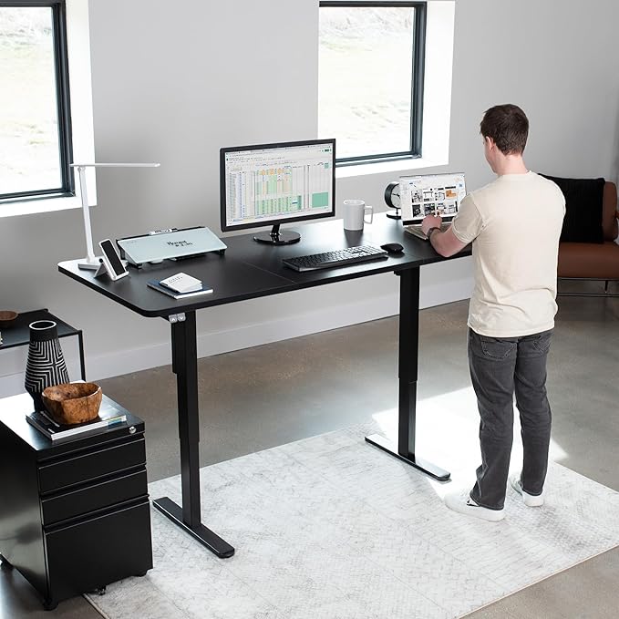 VIVO Electric 71 x 30 inch Stand Up Desk, Height Adjustable, Black Top Black Frame, Home and Office Furniture Sets, DESK-KIT-0B7B