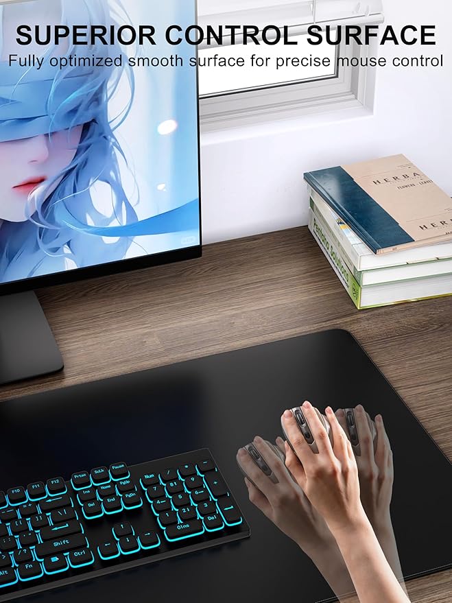 TopMade 4-in-1 Mouse Pad with 15W Wireless Charging, Foldable Phone Holder, 31.5" x 15.75" XXL Large Desk Pad, Gaming Mousepad with Ultra-Smooth Surface, Non-Slip Base, Waterproof Desk Mat, Black