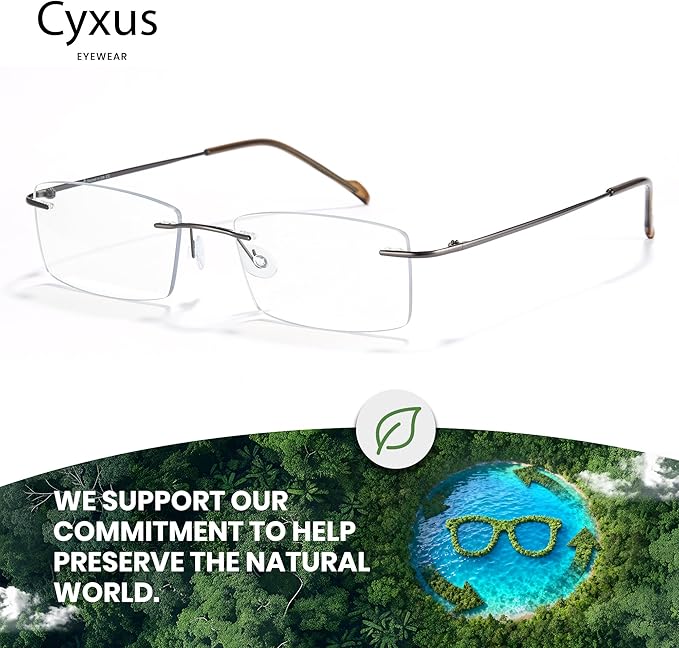 Cyxus 11g Titanium Blue Light Blocking Glasses Men Woman Rimless Ultralight Computer Gaming Office Study Eyeglasses 8602