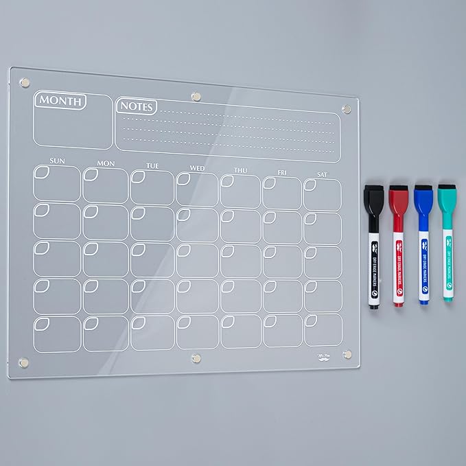 Mr. Pen- Dry Erase Calendar for Fridge, Magnetic, 14.7 x 11.8, Magnetic Calendar with 4 Dry Erase Markers, Magnetic Calendar for Fridge, Magnetic Whiteboard Calendar, Dry Erase Fridge Calendar