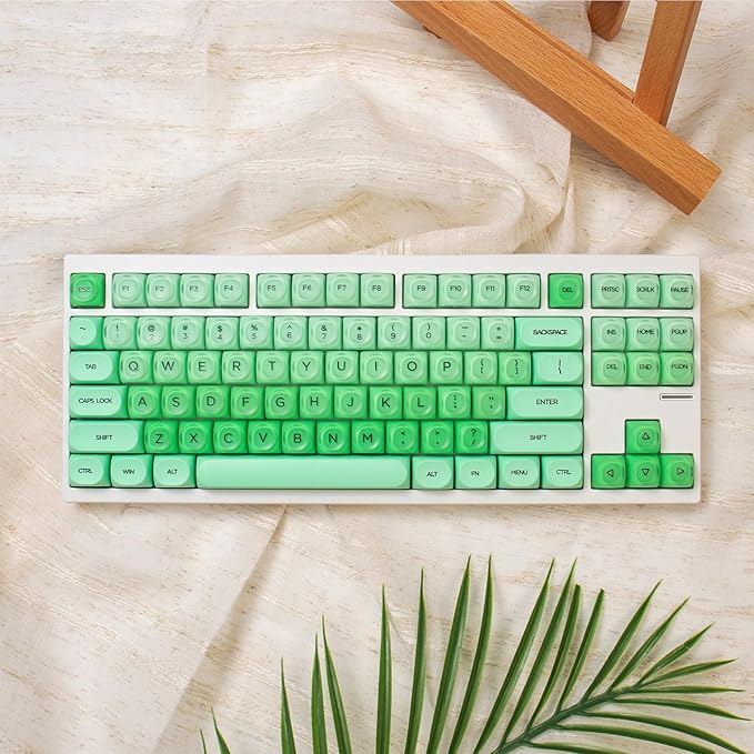 Sumgsn 132 Keys PBTJelly Keycaps MOA Profile Green Keycaps Comaptible with Wooting Keyboard 61/64/87/104/108 Cherry Mx Switches Mechanical Keyboards