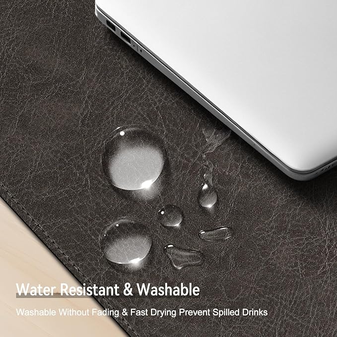 Imitation Crazy Horse Leather Desk Mat - Waterproof Desk Pad - Ideal for Large Mouse Pad and Desk Mats on Top of Desks (Terracotta+Yellow, 33"*13")