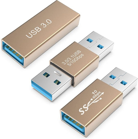 3kinds of USB 3.0 apters kit, USB 3.0 Female to Female and Male to Male and Female to Male, high Speed Convert Extension Coupler Connector converte,Gold