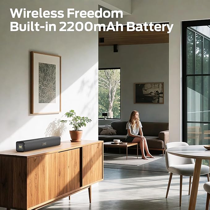 Monster S220 Computer Speakers for Desktop PC, 2.0 Channel PC Speakers with Dual Bass Diaphragm, Bluetooth 6.0 & 3.5mm Aux-in PC Soundbar, Compact Computer Sound Bar for Desktop/Laptop/Monitor/Tablet