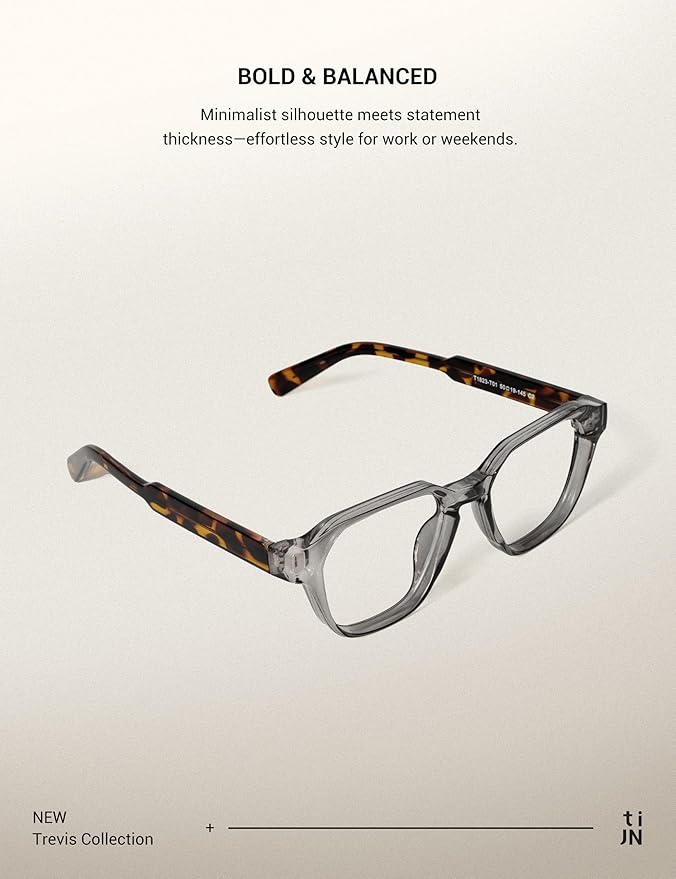 TIJN Blue Light Blocking Glasses, Anti Eyestrain UV Protection, TR90 Square Frame Glasses Chic Preppy Look for Women and Men