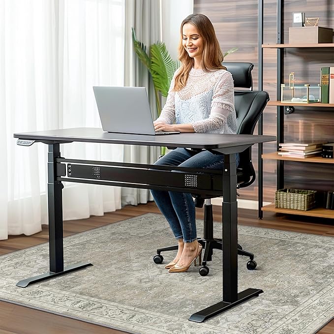 36"x48" Office Chair Mat for Hardwood Tile Floor, Under Desk Carpet Protector for Rolling Computer Chair Mat, Machine Washable Area Rug, Anti-Slip 1/5" Thick Low Pile Thin Vinyl Floor Mat, Trench