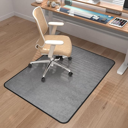 Corduroy Heavy Duty Office Chair Mat for Carpet & Hardwood Floors, Tri-Fold Floor Mat, Desk Chair Mat for Carpeted Floors and Hardwood Floor for Home Office Light Gray