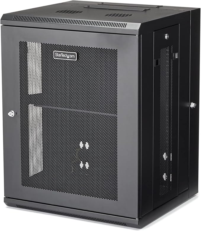 StarTech 4-Post 15U Wall Mount Network Cabinet w/ 1U Shelf, 19" Wall-Mounted Server Rack Kit for IT / Data Computer Equipment, Ships Fully Assembled
