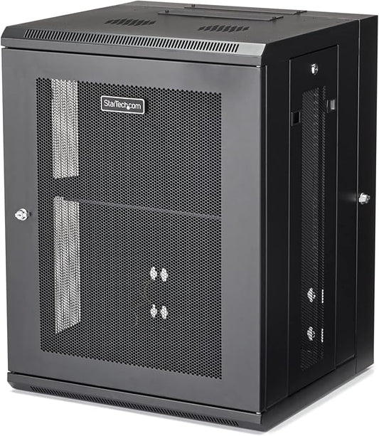 StarTech 4-Post 15U Wall Mount Network Cabinet w/ 1U Shelf, 19" Wall-Mounted Server Rack Kit for IT / Data Computer Equipment, Ships Fully Assembled