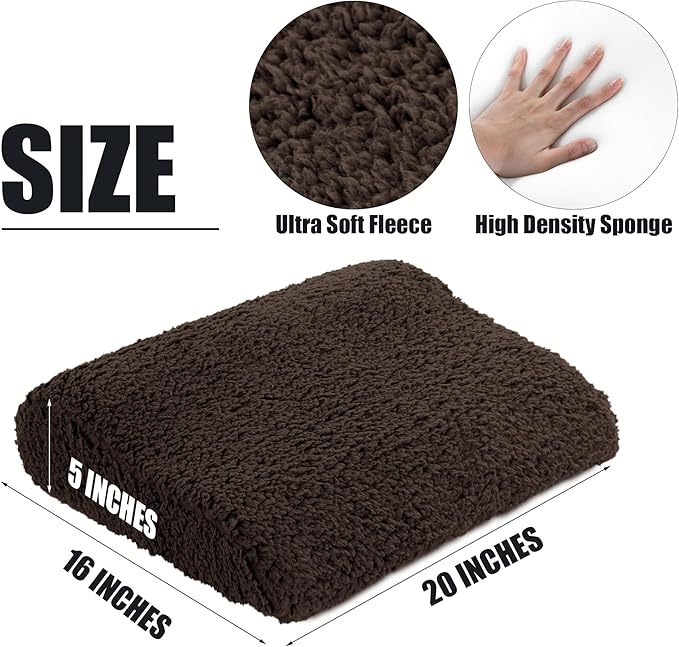 HOMBYS Extra Large Recliner Leg Pillow, Sherpa Foam Foot Rest for Sleeping Rest, Wave Shape Recliner Cushion, Multipurpose Footrest Extender, Back & Lumbar Pillow for Bed Sofa,(Coffee)