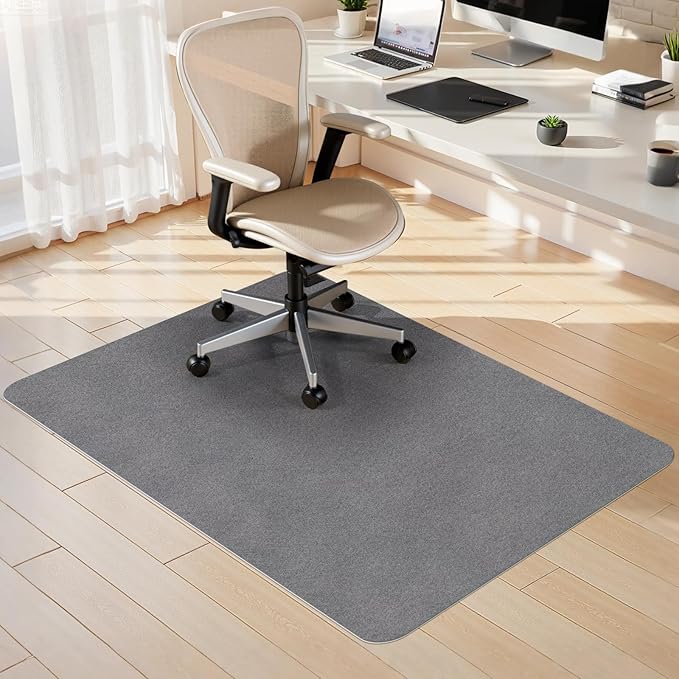 Sycoodeal Office Chair Mat for Hardwood Floor,Slip Resistant Floor Mat for Office Computer Gaming Chair,Heavy Duty Floor Protector for Rolling Chairs,Easy to Clean,Grey(48"x55")