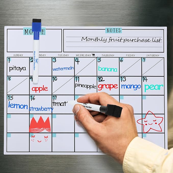 Mr. Pen- Dry Erase Calendar for Fridge, Magnetic, 14.7 x 11.8, Magnetic Calendar with 4 Dry Erase Markers
