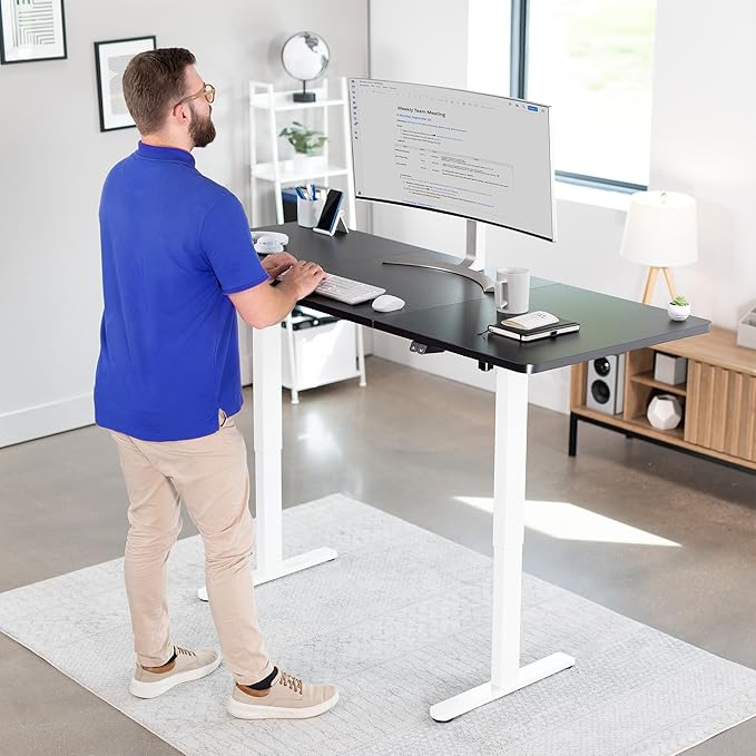 VIVO Electric 71 x 30 inch Stand Up Desk, Height Adjustable, Black Top White Frame, Home and Office Furniture Sets, DESK-KIT-0W7B