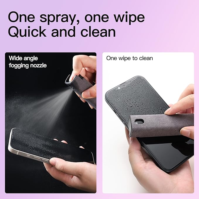 Touchscreen Screen Cleaner Kit 2 Pcs, Phone, Tablet and Car Screen Cleaner, Two in One Spray and Microfiber Cloth(2 Pack Grey)