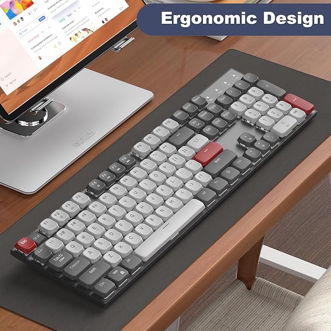 MageGee Wireless Mechanical Keyboard Moon104 RGB Backlight Triple Mode 2.4GHz/BT/USB-C Wired Office Keyboard for Computer/Desktop/PC/Laptop/Surface/Smart TV and Windows 10/8/ 7