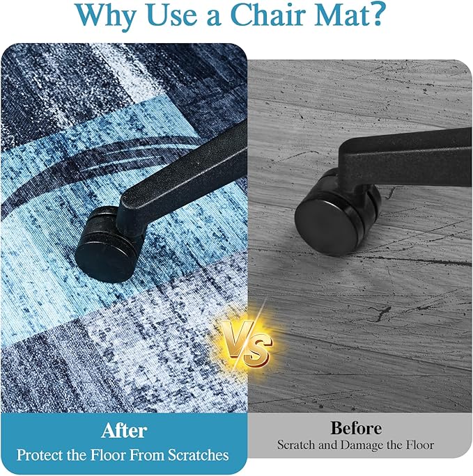 Office Chair Mat for Hardwood Floor & Tile Floor,36"X 48" Heavy Duty Desk Chair Mat for Hard Floors, Under Desk Rug for Rolling Computer Chair,Anti Slip,Low Pile Carpet Protector-Convex Geo Blue Gray