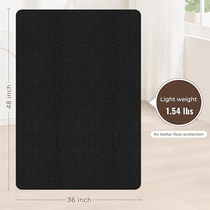 Sycoodeal Office Chair Mat for Hardwood Floor,Slip Resistant Floor Mat for Office Computer Gaming Chair,Heavy Duty Floor Protector for Rolling Chairs,Easy to Clean,Black(36"x55")