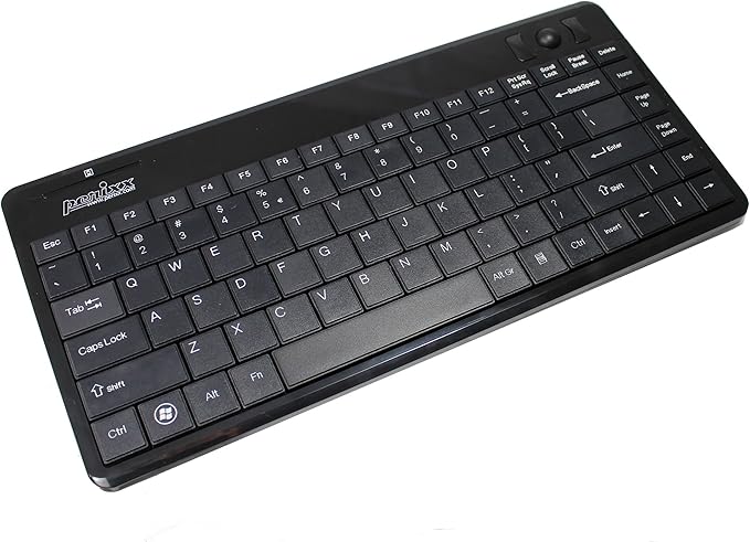 Perixx Periboard-706 Wireless Trackball Mini Keyboard, Build-in 0.55 Inch Trackball for Pointing Feature, Black, US English Layout