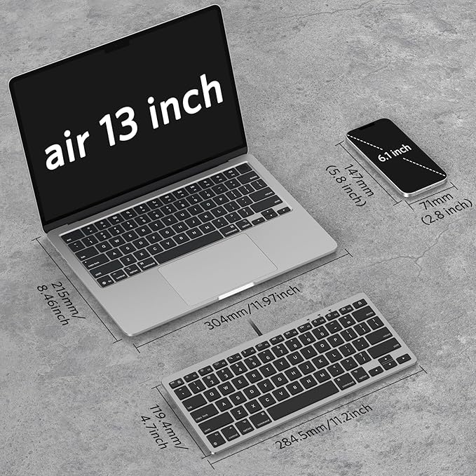 OMOTON Wired Keyboard for Mac Devices ONLY with Dual Interface, Comfortable Typing Angle & Stable Connection, Compatible with MacBook, iMac, Mac mini, PC-Grey