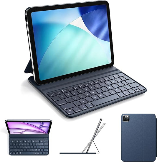 HOU Slim Bluetooth Keyboard Case for iPad Air 11 inch M4/M3/M2(2026/2025/2024), Air 5th/4th, Pro 11 (1st-4th Gen), Smart Folio, Magnetic Stand (2 Angles), Magnetic Charging, Synthetic Leather, Blue