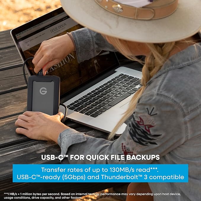 SanDisk Professional 6TB G-Drive ArmorATD - Rugged, Durable Portable External Hard Drive HDD, USB-C, USB 3.2 Gen 1 - SDPHE1G-006T-GBAND