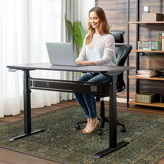 48"x60" Office Chair Mat for Hardwood Tile Floor, Under Desk Carpet Protector for Rolling Computer Chair Mat, Machine Washable Area Rug, Anti-Slip 1/5" Thick Low Pile Thin Vinyl Floor Mat, Dark Brown